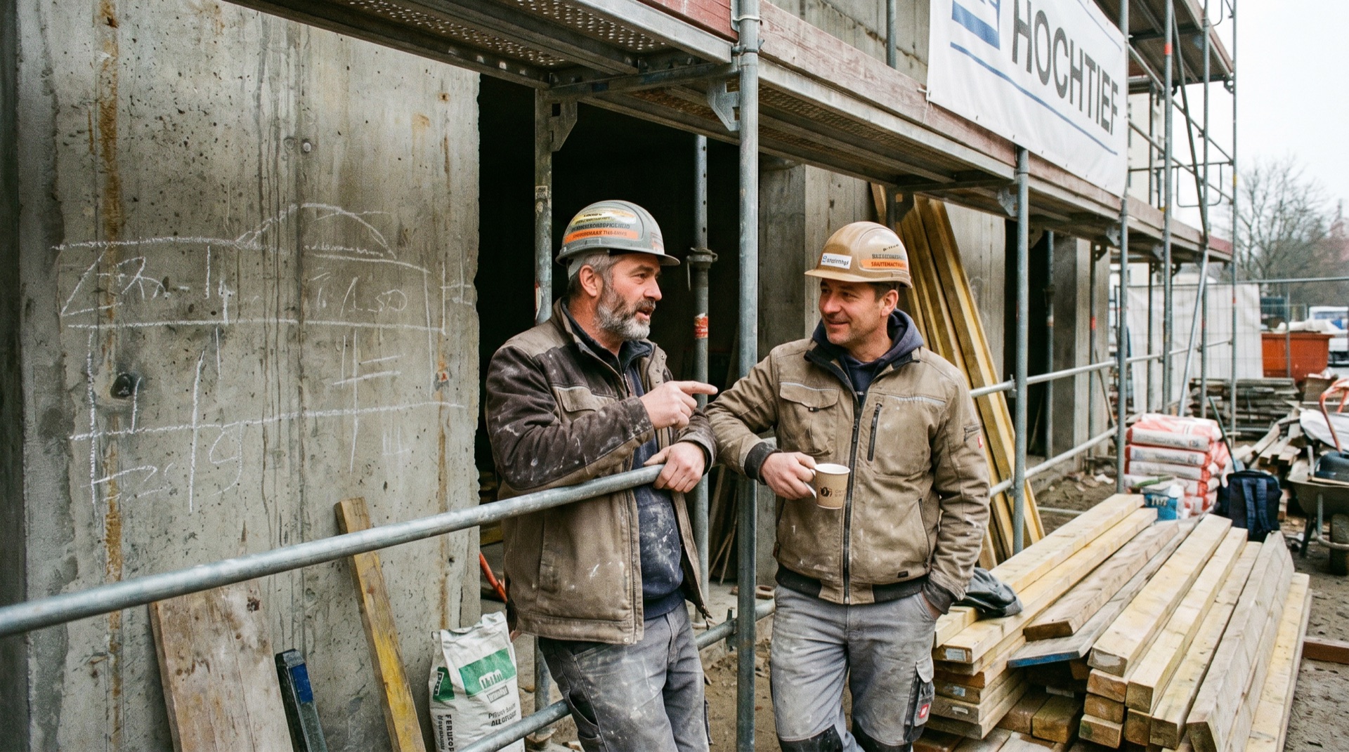 Handwerker-Team auf der Baustelle – Vertrieb und Recruiting greifen ineinander